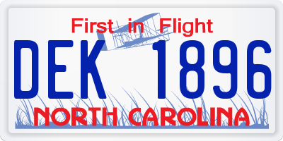 NC license plate DEK1896