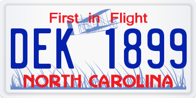 NC license plate DEK1899