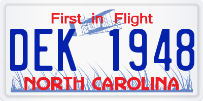NC license plate DEK1948