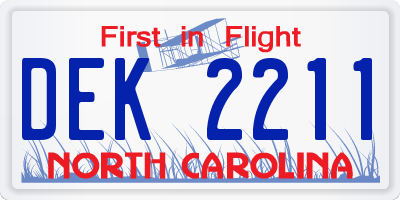 NC license plate DEK2211