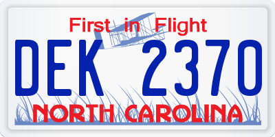 NC license plate DEK2370