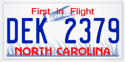 NC license plate DEK2379