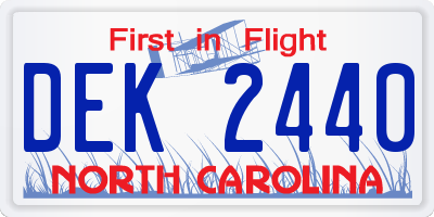 NC license plate DEK2440