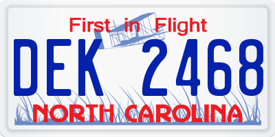 NC license plate DEK2468
