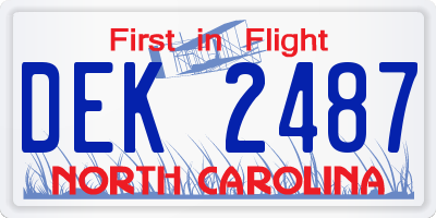 NC license plate DEK2487