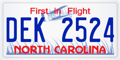 NC license plate DEK2524