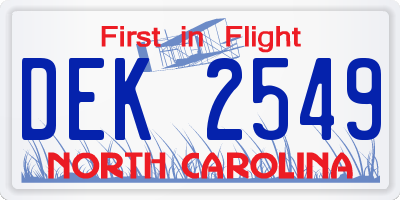 NC license plate DEK2549