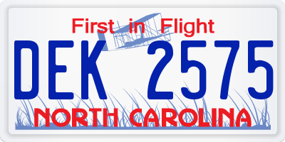 NC license plate DEK2575
