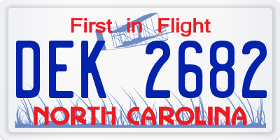 NC license plate DEK2682
