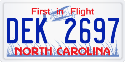 NC license plate DEK2697