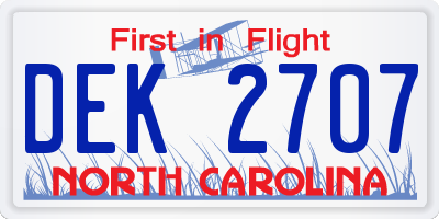 NC license plate DEK2707