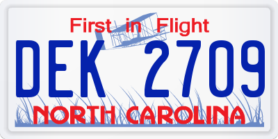 NC license plate DEK2709