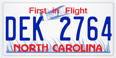 NC license plate DEK2764