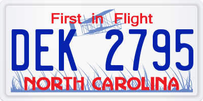 NC license plate DEK2795