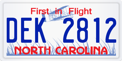 NC license plate DEK2812