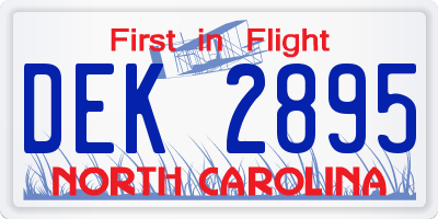 NC license plate DEK2895