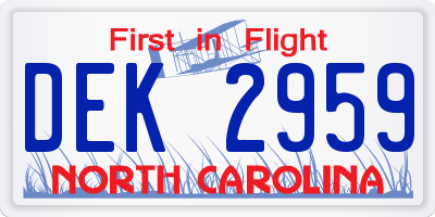 NC license plate DEK2959