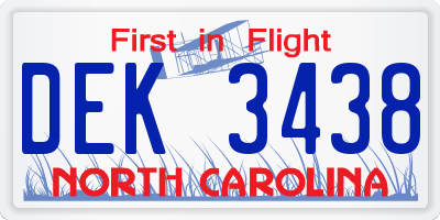 NC license plate DEK3438