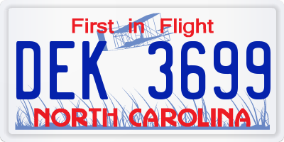 NC license plate DEK3699