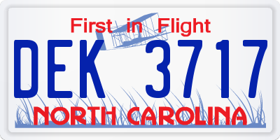 NC license plate DEK3717