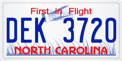 NC license plate DEK3720