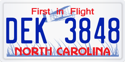 NC license plate DEK3848
