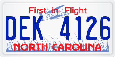NC license plate DEK4126