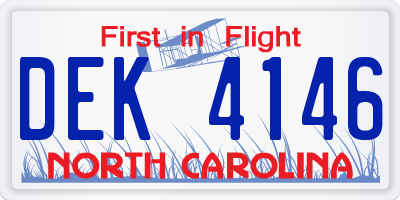 NC license plate DEK4146