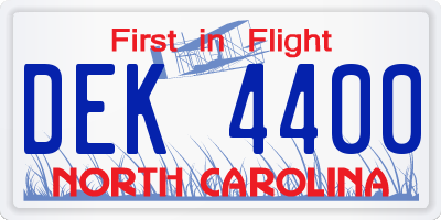 NC license plate DEK4400
