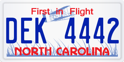NC license plate DEK4442