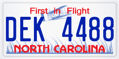 NC license plate DEK4488