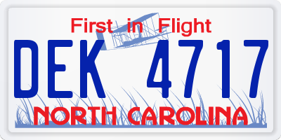 NC license plate DEK4717