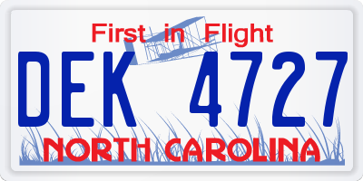 NC license plate DEK4727