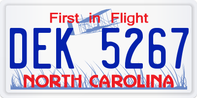 NC license plate DEK5267
