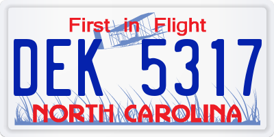 NC license plate DEK5317