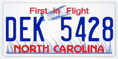 NC license plate DEK5428