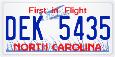 NC license plate DEK5435