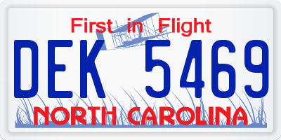 NC license plate DEK5469