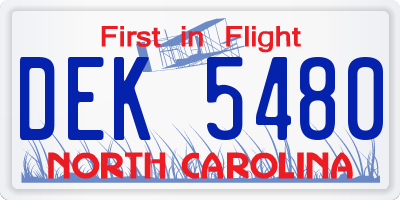NC license plate DEK5480