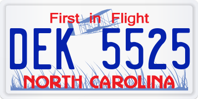NC license plate DEK5525