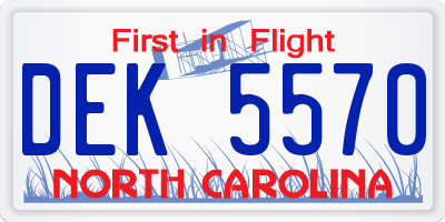 NC license plate DEK5570