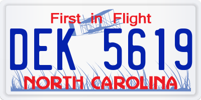 NC license plate DEK5619