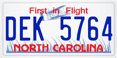 NC license plate DEK5764