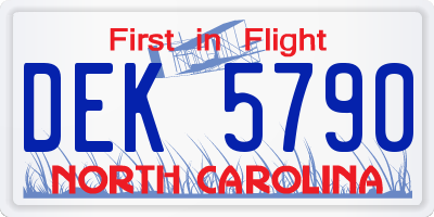 NC license plate DEK5790