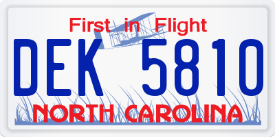 NC license plate DEK5810