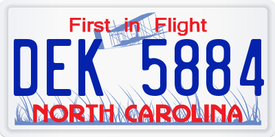 NC license plate DEK5884