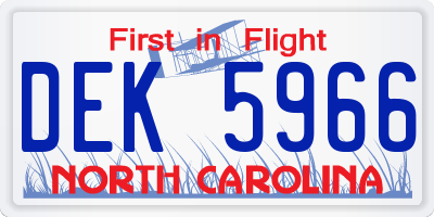 NC license plate DEK5966
