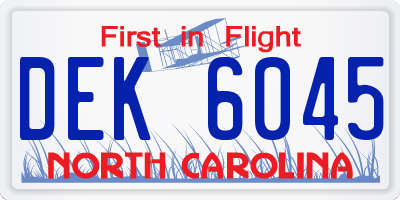 NC license plate DEK6045