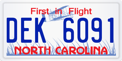 NC license plate DEK6091