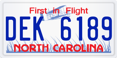 NC license plate DEK6189